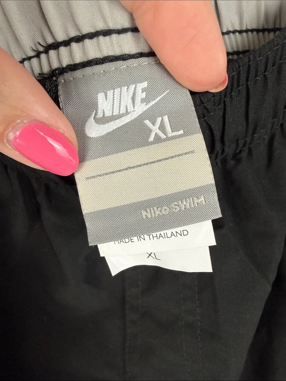Nike Men’s XL Y2K Swim Trunks Black Gray Mesh Lined Swoosh